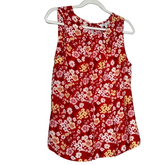 41 Hawthorn Lexie Pleated Sleeveless Blouse Red Floral Top NWT Women Size M - Picture 2 of 7